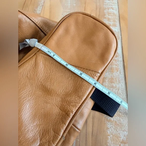 Genuine Leather Fringe Backpack Sling Bag Cognac Distressed  display picture 1